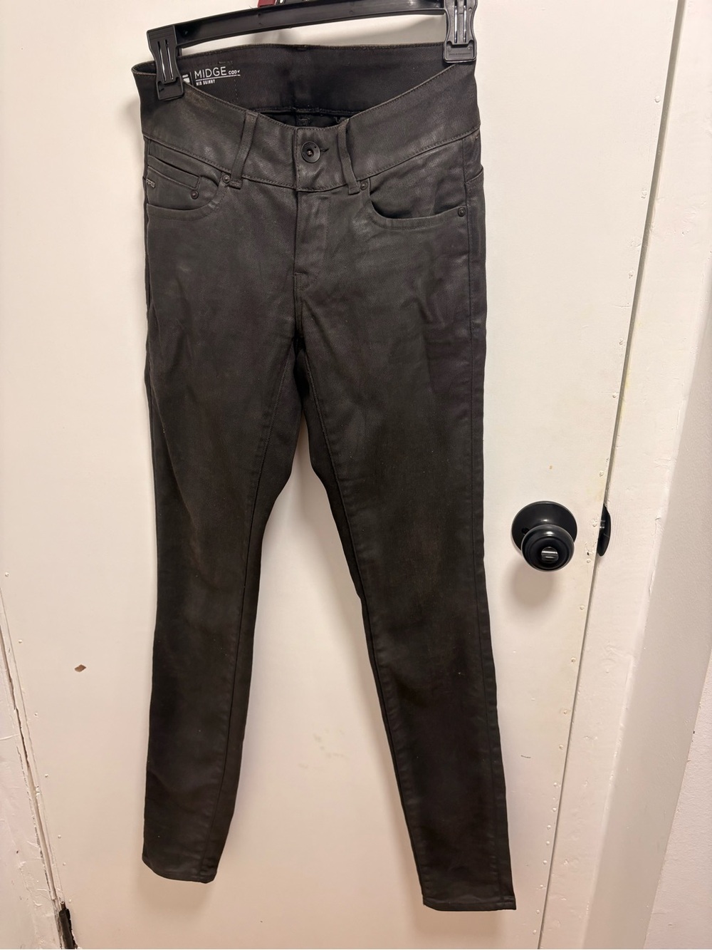 G-Star Black Charcoal Coated Skinny High-Rise Pants